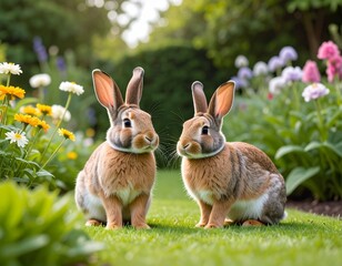 Rabbit in classic English garden