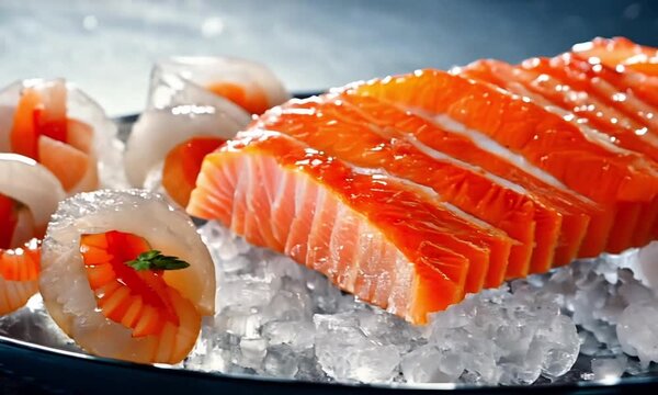 Ikan salmon segar yang telah di fillet 