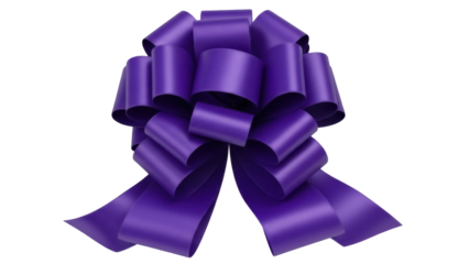 Isolated festive violet purple bow decoration for gift present packing wrapping for holidays