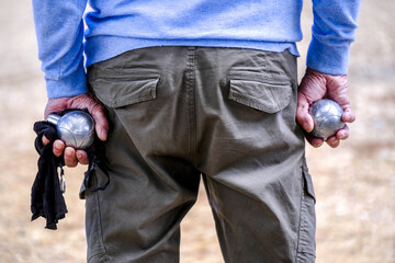 Petanque player in Juan les Pins, France