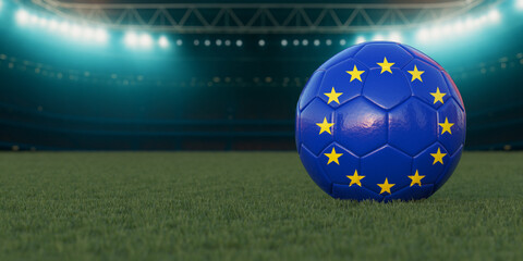 Naklejka premium Flag of Countries On Soccer Ball - European Union