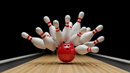 Bowling Strike Action Competitive Game Scene