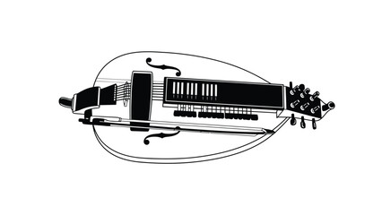 Fototapeta premium Minimalist black and white illustration of a musical instrument isolated on white background