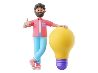 Fototapeta premium Man with lightbulb idea isolated on white background