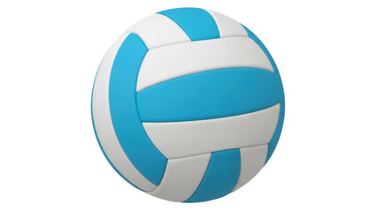 Isolated blue and white volleyball used in the sport of competitive play, games and practice