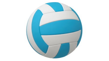 Isolated blue and white volleyball used in the sport of competitive play, games and practice