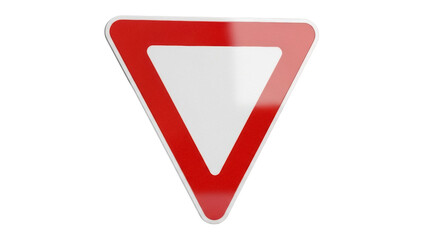 Isolated red traffic sign indicating to give way at road junctions for drivers and pedestrians © Claudia