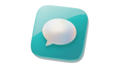 Isolated message bubble graphic icon for communication or social media design in teal and white
