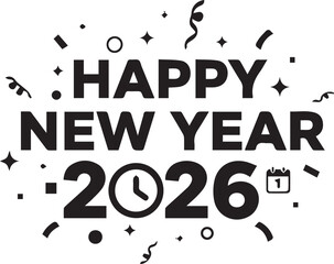 Black Vector Happy New Year 2026