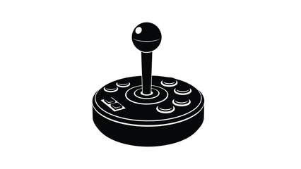 Black silhouette of a classic arcade joystick on a isolated on white background
