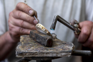 Craftsman at work in Samarkand, Uzbekistan