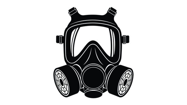 Black gas mask silhouette icon symbol vector flat design isolated on white background