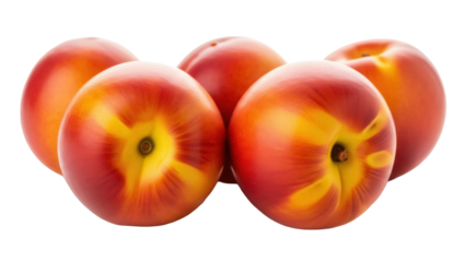 Isolated image of five delicious ripe nectarines, perfect for a healthy snack or recipe ingredient