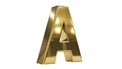 Isolated Golden Letter A, decorative typographic symbol, shiny 3D rendering for decoration needs