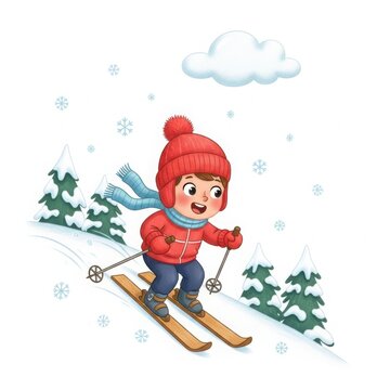 Child enjoying winter skiing