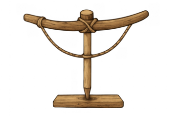 Primitive bow drill producing fire by friction