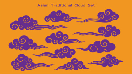  traditional cloud set chinese china japanese korean asian traditional illustrations calligraphy decorations element vector design for background and wallpaper 9
