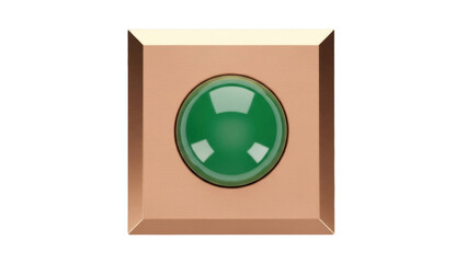Isolated button with green center, design element for user interface projects with shadows