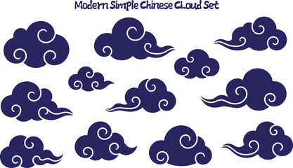 Modern traditional cloud set chinese china japanese korean asian traditional illustrations calligraphy decorations element vector design for background and wallpaper 11