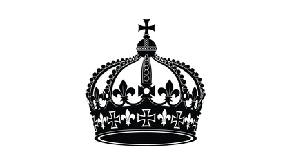 Black crown silhouette royal symbol icon isolated on white background