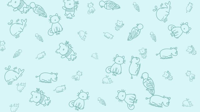 Patterns of a cute blue theme with animals suitable for childrens products, wallpaper, textiles, and stationery design projects