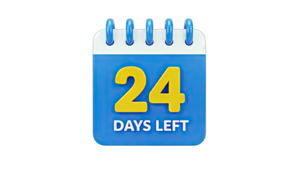 Calendar Showing 24 Days Left on White Background