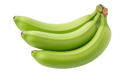 Isolated unripe green bananas, fresh, healthy, nutritious fruit for cooking, side dish