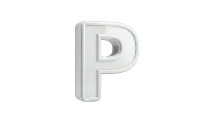 3D White Letter P Isolated on White Background