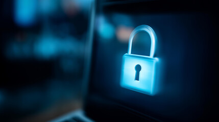 Computer screen displaying secure cloud storage, encrypted data repository interface, protected file system, cybersecurity visualization, safe online backup, digital security displ