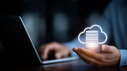 Database management cloud computing or data center cyber security file document transfer or business administrator analysis to growth and service information technology system conc