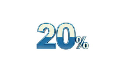 20 Percent Sign Isolated on White Background