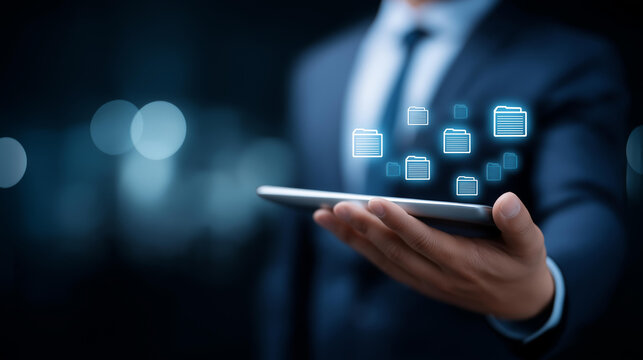 Database management cloud computing or data center cyber security file document transfer or business administrator analysis to growth and service information technology system conc - Powered by Adobe