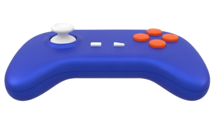 Isolated video game controller in blue, a handheld console gaming accessory for entertainment