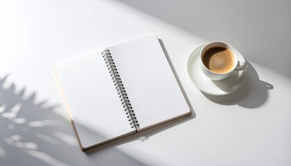 Minimal Notebook and Coffee Mockup Bright Editorial Style
