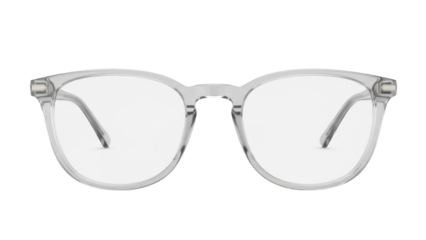 Isolated eyeglasses with transparent frames, modern eyewear with clear lenses and rounded shape