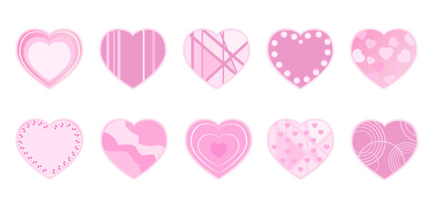 Vector illustrations of set of heart shape for valentine day ornaments.