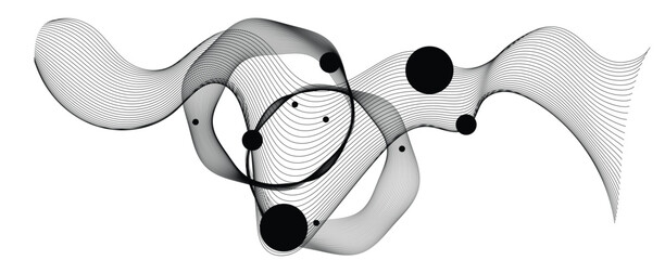 abstract digital art with dynamic curves line background. Modern science art elements. composition with wireframe art elements Vector science elements design