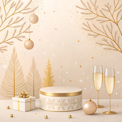 Soft Luxury New Year Background with Pastel Gold Glow
