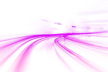 Glowing neon lines curve across busy city road. Laser trails show vehicle motion, spiraling paths,...