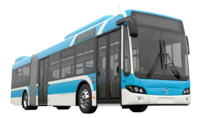 Isolated articulated city bus on a neutral background for passenger transport service use