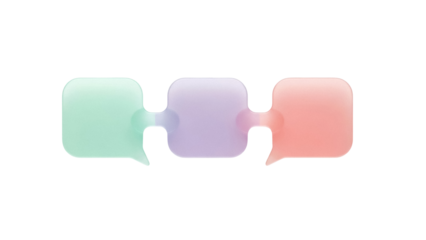 Isolated connection of three gradient dialog balloons for communication, conversation