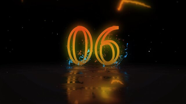 Glowing New Year Countdown Timer 10 to 0 Seconds Alpha Channel