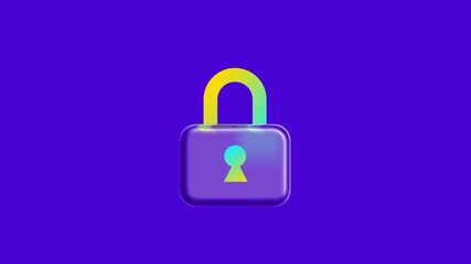 A secure purple padlock icon with a glowing green keyhole is centered on a dark blue background to symbolize digital security and data protection - Powered by Adobe