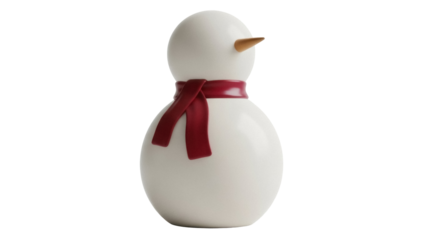 Isolated snowman figurine with red scarf and carrot nose, Christmas, holiday decorations