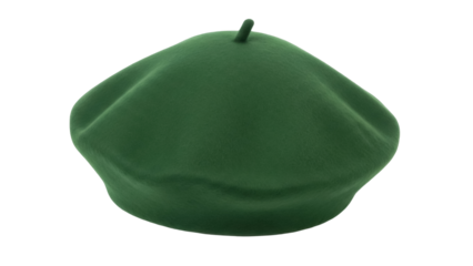 Isolated green beret, traditional headwear fashion accessory in army, military and artist culture