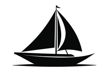 Fototapeta premium sailboat silhouette line art vector illustration