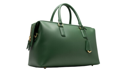 Isolated green leather handbag stylish business accessory trendy elegant object closeup
