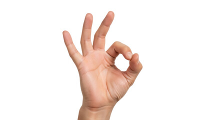 Isolated hand gesture, OK sign for agreement, approval, okay, perfect, a-ok, zero gesture concept