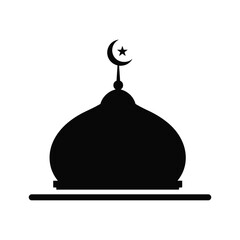 Mosque dome silhouette with crescent moon and star