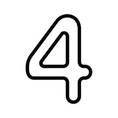 Simple black number four icon on white background